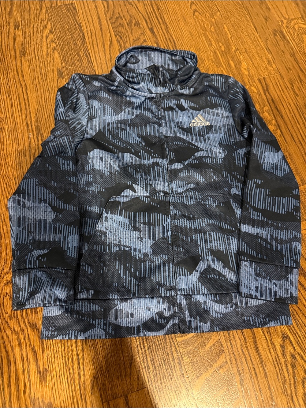 adidas Boys' Blue & Black Camo Quarter-Zip Pullover